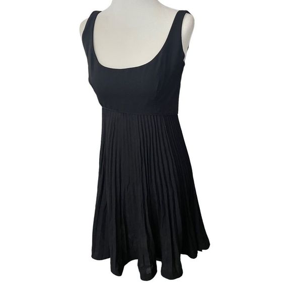 Vintage Joan Leslie by Kasper Black Sleeveless Pleated Mini Party Cocktail Dress - Picture 1 of 11